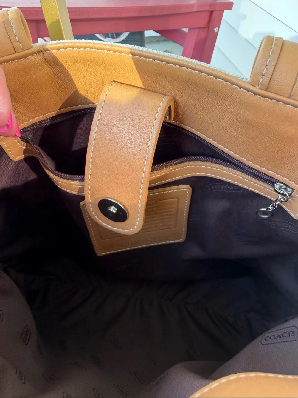 Rare 1999 Vintage Coach Bleecker Tote USA Bag Italian Cotton Linen & British Tan